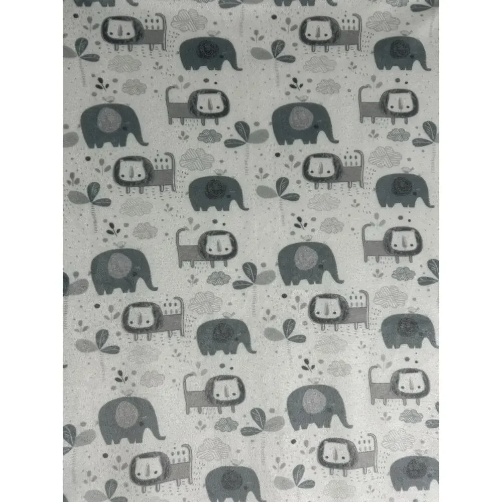 Lila & Jack Gray White Sherpa Lion Elephant Jungle Zoo Safari Baby Blanket